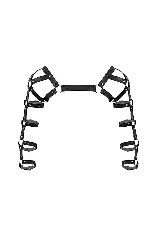 CHICTRY Homme Harnais Sexy Cuir Réglable Bandage Maillot de Corps Harnais de Poitrine Costume Gay Gothique Punk Rock Accessoi