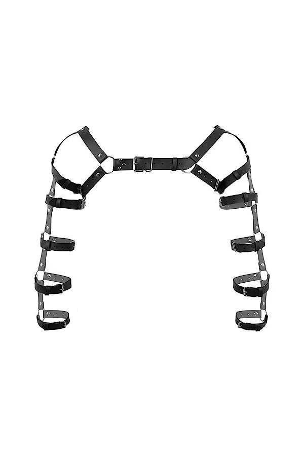 CHICTRY Homme Harnais Sexy Cuir Réglable Bandage Maillot de Corps Harnais de Poitrine Costume Gay Gothique Punk Rock Accessoi