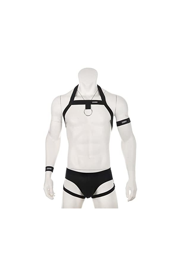 CABULE Ensemble de sous-vêtements sexy pour homme avec sangle dépaule et sangle de poitrine pour danse de scène, ensemble de