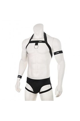 CABULE Ensemble de sous-vêtements sexy pour homme avec sangle dépaule et sangle de poitrine pour danse de scène, ensemble de