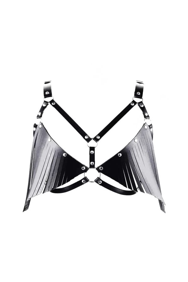 Show Muscle Cuir COSPLAY Ceinture Réglable Bretelles Harnais Punkgoth Poitrine Bretelles Bretelles Corps sangles, noir, taill