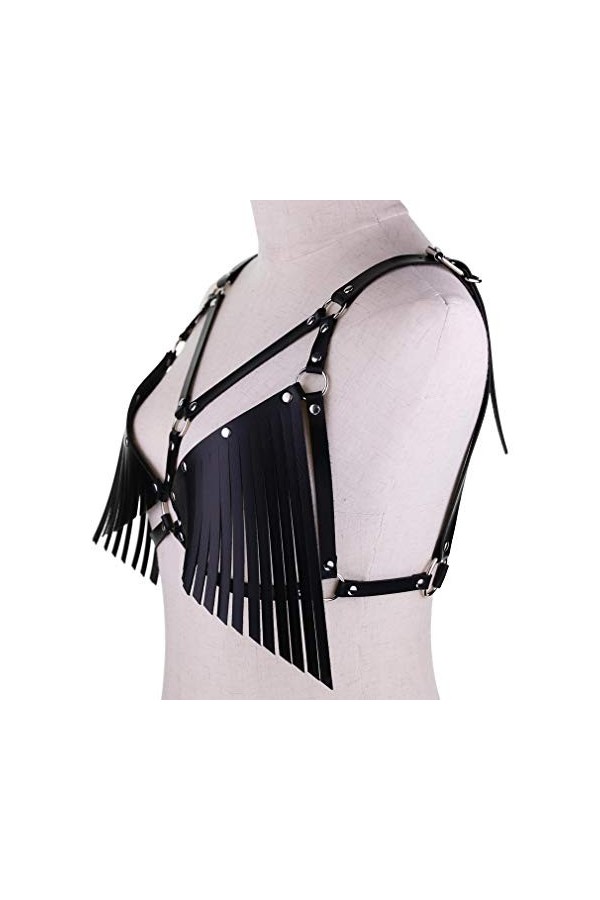 Show Muscle Cuir COSPLAY Ceinture Réglable Bretelles Harnais Punkgoth Poitrine Bretelles Bretelles Corps sangles, noir, taill