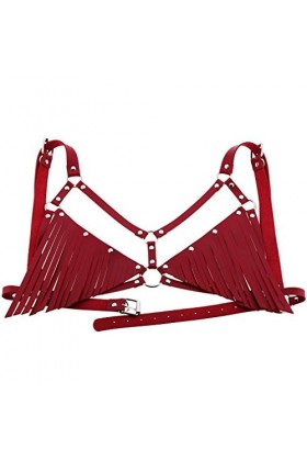Show Muscle Cuir COSPLAY Ceinture Réglable Bretelles Harnais Punkgoth Poitrine Bretelles Bretelles Corps sangles, rouge, tail