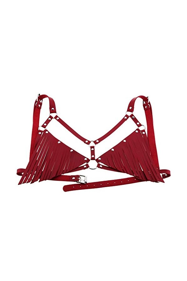 Show Muscle Cuir COSPLAY Ceinture Réglable Bretelles Harnais Punkgoth Poitrine Bretelles Bretelles Corps sangles, rouge, tail
