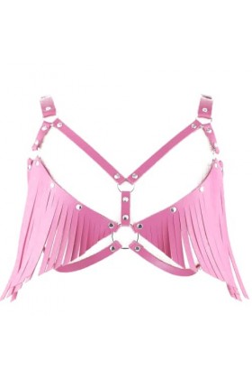 Show Muscle Cuir COSPLAY Ceinture Réglable Bretelles Harnais Punkgoth Poitrine Bretelles Bretelles Corps sangles, rose, taill