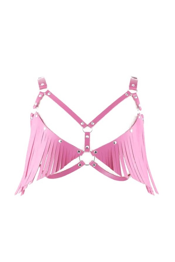 Show Muscle Cuir COSPLAY Ceinture Réglable Bretelles Harnais Punkgoth Poitrine Bretelles Bretelles Corps sangles, rose, taill