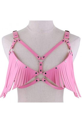 Show Muscle Cuir COSPLAY Ceinture Réglable Bretelles Harnais Punkgoth Poitrine Bretelles Bretelles Corps sangles, rose, taill
