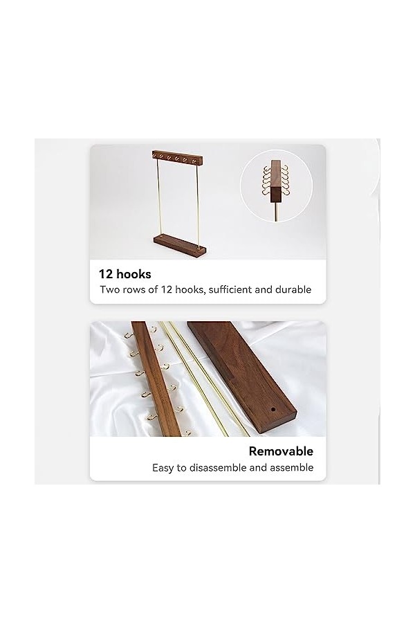 eexuujkl Porte-bijoux collier suspendu support boucles doreilles Style moderne Organisation Rack 12 crochets commode Table o