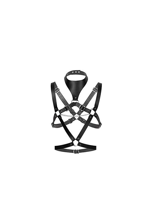 Dames Punk cuir harnais corps poitrine sangles taille, vinyle Latex Catsuit poitrine libre poitrine ouverte Lingerie