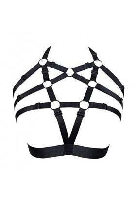 JELINDA Soutien-gorge harnais pour femme, harnais de corps élastique réglable à bretelles, lingerie sans bonnets noir 075 