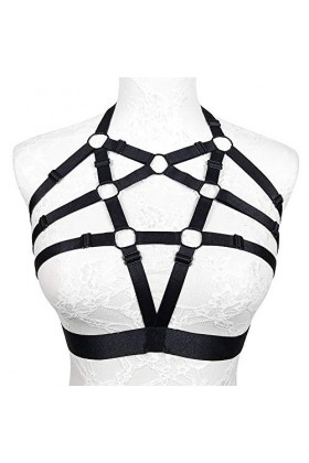 JELINDA Soutien-gorge harnais pour femme, harnais de corps élastique réglable à bretelles, lingerie sans bonnets noir 075 