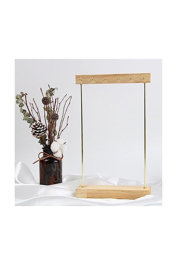 Ailan Porte-bijoux Double face collier suspendu support pendentif détachable Style moderne bijoux Organisation Rack, Chêne