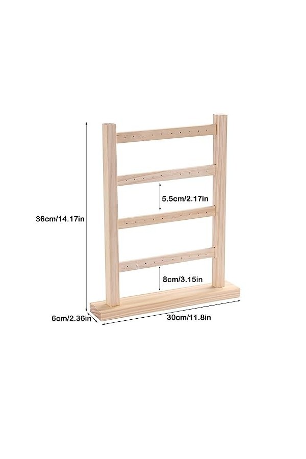 eexuujkl Organisateur en bois 4 couches porte-photos présentoir de bijoux solides porte-boucles doreilles support magasins v