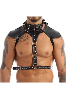 Harnais pour homme en cuir synthétique avec boucles réglables pour le corps, la poitrine, les bretelles, les rave club, fête 