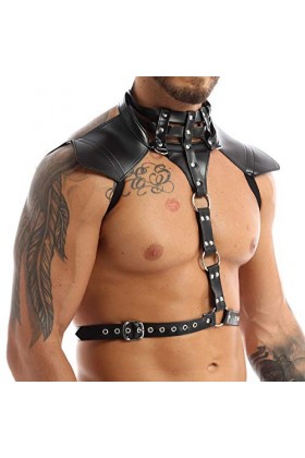 Harnais pour homme en cuir synthétique avec boucles réglables pour le corps, la poitrine, les bretelles, les rave club, fête 