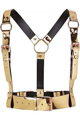 Harnais de poitrine punk pour adulte en cuir synthétique en forme de Y réglable pour cosplay, club, Halloween, fête quotidien