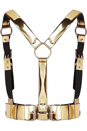 Harnais de poitrine punk pour adulte en cuir synthétique en forme de Y réglable pour cosplay, club, Halloween, fête quotidien