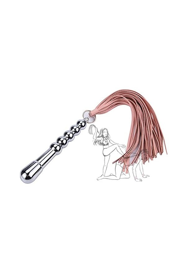 CZZSiug Fouet Multifonctionnel 2 en 1 avec poignée en métal et Gland en Cuir