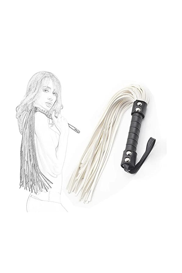 Fouet en cuir blanc fouet adulte, fouet couple