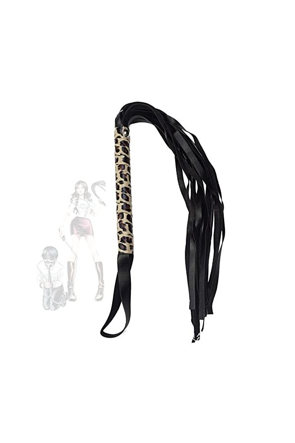 MeHam Fouet en Cuir Noir équitation Jouet Couple Accessoires de Jeu de rôle
