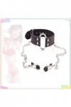Collier en Cuir avec des Accessoires de Broche Exquis, adapté aux Femmes à Porter sur scène Noir 