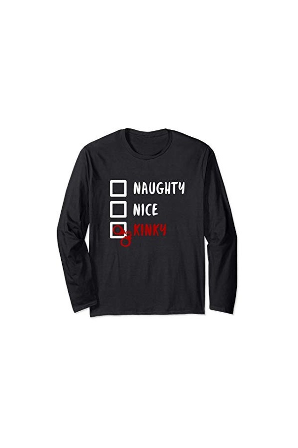 NAUGHTY NICE KINKY Christmas List Santa menottes cadeau Manche Longue