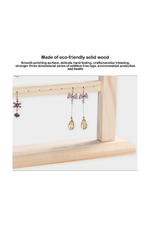 vreplrse Organisateur en bois 4 couches accessoires support vitrine bijoux boucles doreilles support suspendu support maison