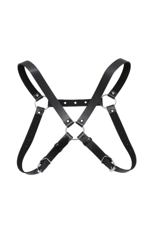 HSQSMWJ Hommes de Carrosserie Poitrine PU Ceinture Harnais Épaule Muscle Corps Punk Color:Black,Size:One Size 