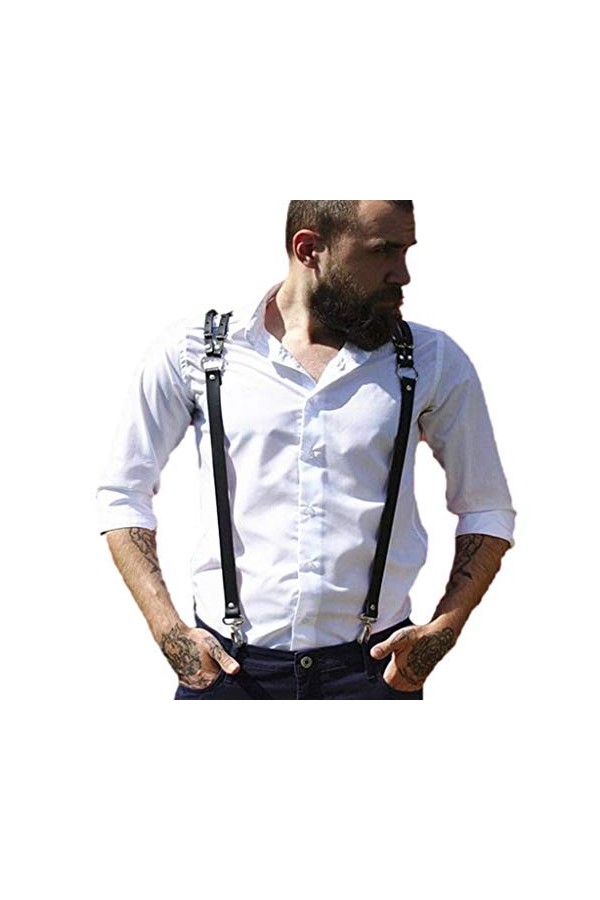 SUCHUANGUANG Hommes Cuir Harnais Y Bretelles Ceinture Sexy Punk Réglable Corps Sangle Poitrine Nouveaux Hommes Pantalon