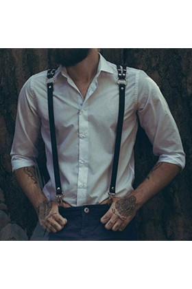 SUCHUANGUANG Hommes Cuir Harnais Y Bretelles Ceinture Sexy Punk Réglable Corps Sangle Poitrine Nouveaux Hommes Pantalon