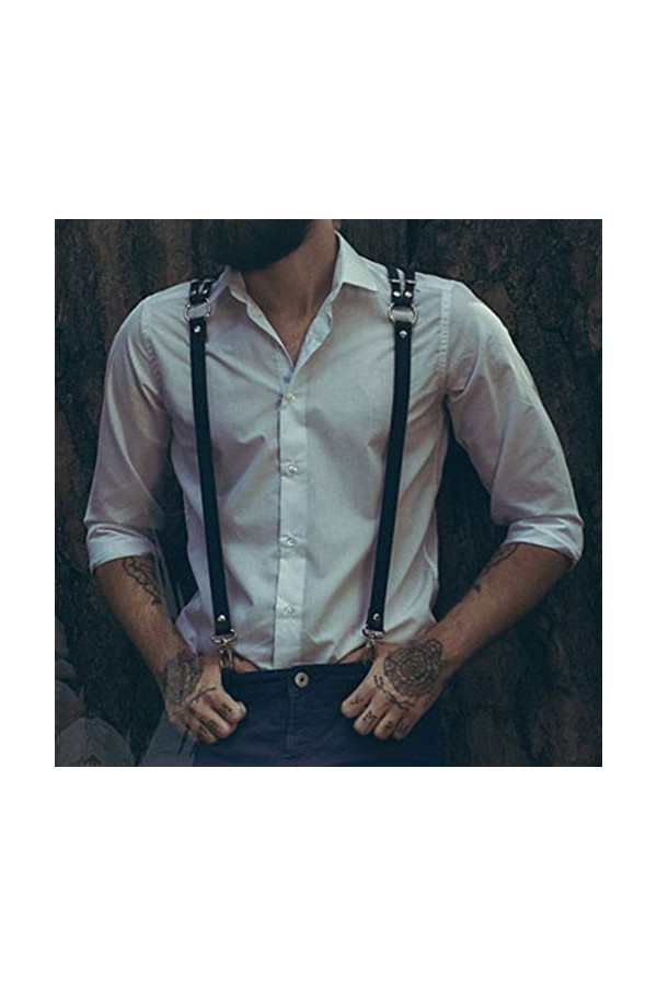 SUCHUANGUANG Hommes Cuir Harnais Y Bretelles Ceinture Sexy Punk Réglable Corps Sangle Poitrine Nouveaux Hommes Pantalon