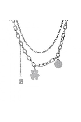 Collier Pendentif Doux collier d’ours à double couche Collier d’ours pour femmes dans la conception de niche,gamme de la lumi