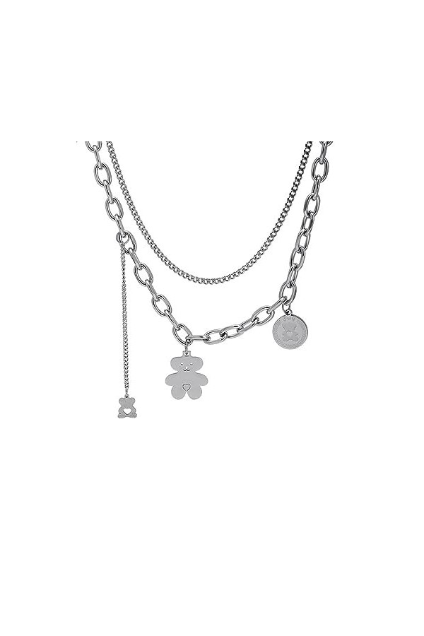 Collier Pendentif Doux collier d’ours à double couche Collier d’ours pour femmes dans la conception de niche,gamme de la lumi