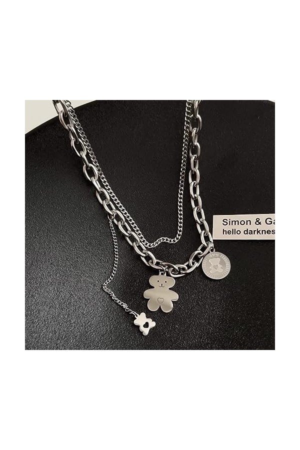 Collier Pendentif Doux collier d’ours à double couche Collier d’ours pour femmes dans la conception de niche,gamme de la lumi