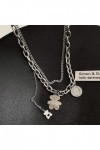Collier Pendentif Doux collier d’ours à double couche Collier d’ours pour femmes dans la conception de niche,gamme de la lumi