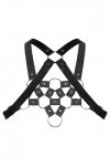 Harnais pour homme en cuir PU avec rivets et anneau torique - Décor croisé dans le dos - Gilet de retenue - Pour cosplay, pun