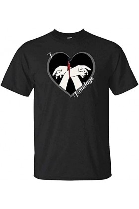HALFTONE I Love Bondage 50 Shades Valentine BDSM Kinky Naughty Dominatrix T-Shirt Black T-Shirts à Manches Courtes Large 