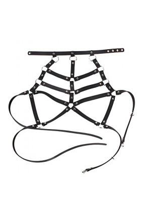 Punk Taille Harnais Ceinture en Cuir pour Femmes Filles, Noir Corps Poitrine Chaîne Goth Gilet Ceinture Réglable Bijoux de Co