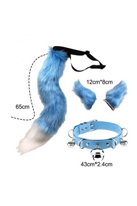 kowaku Oreilles et Queue en Fausse Ensemble Cosplay Costume Casque Cou Collier Ras du Cou avec Cloches pour la Fête Dress up 