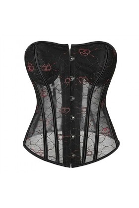 Corset Sexy Corset Lingerie Grande Taille Costume Amusant Hauts Maille Lingerie Corset À Lacets Clubwear-Noir-XS