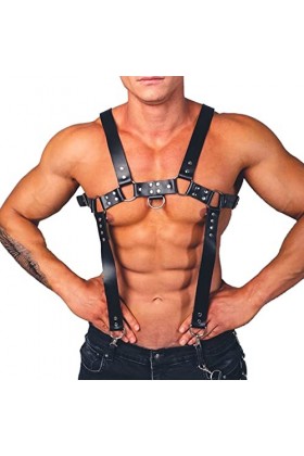Harnais gothique punk pour homme avec bretelles, sangle de poitrine, sangle de corps, sangle alternative, harnais pour carnav