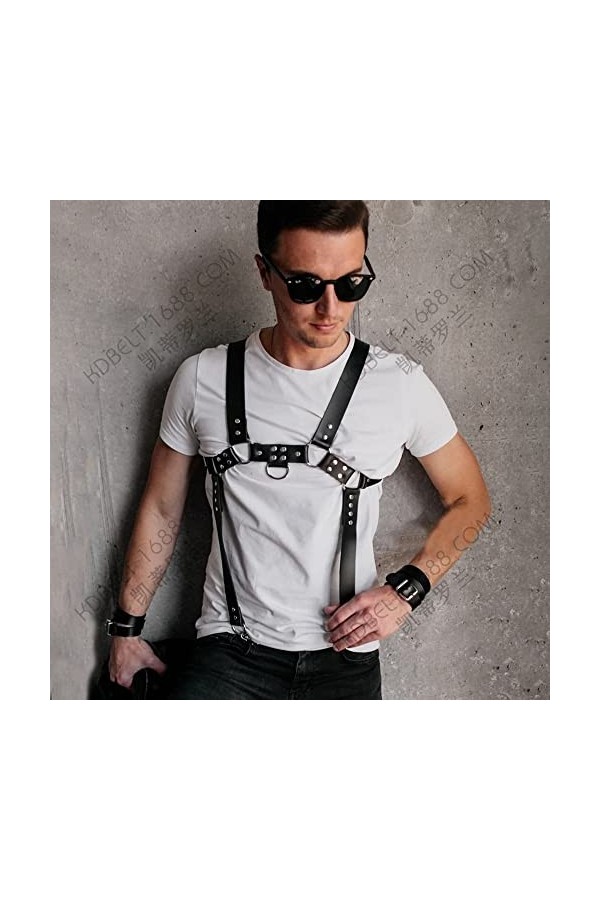 Harnais gothique punk pour homme avec bretelles, sangle de poitrine, sangle de corps, sangle alternative, harnais pour carnav