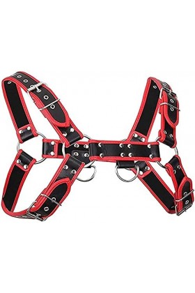 FAYTEK Harnais de poitrine en cuir pour homme - Solide et robuste - Réglable - Pour homosexuels - Pour Halloween - Noir