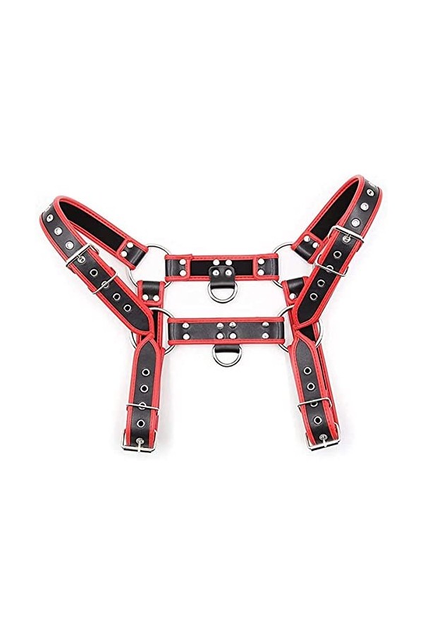 FAYTEK Harnais de poitrine en cuir pour homme - Solide et robuste - Réglable - Pour homosexuels - Pour Halloween - Noir