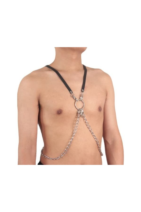 HSQSMWJ Réglable Cuir Harnais Poitrine Noir Taille Unique Gay Punk Cosplay Color:Black,Size:One Size 