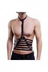 HSQSMWJ Sexy PU Cuir Harnais Poitrine Homme Jeu de Rôle Color:Black,Size:One Size 