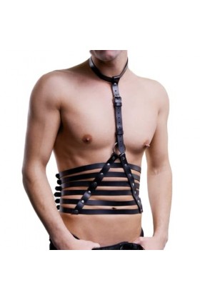 HSQSMWJ Sexy PU Cuir Harnais Poitrine Homme Jeu de Rôle Color:Black,Size:One Size 