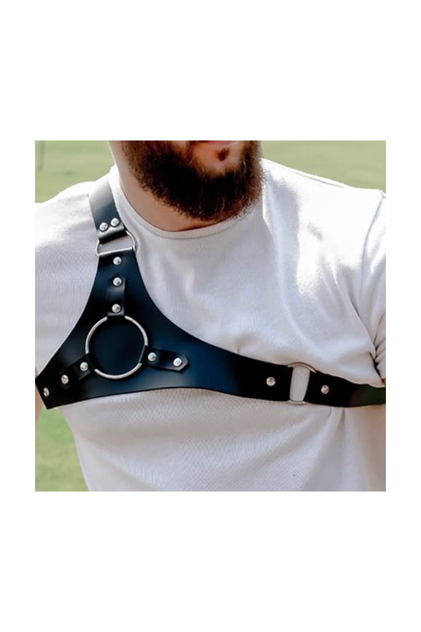 Harnais de Poitrine en Cuir Homme Sexy Adulte Harness Belt Muscle Lingerie Color:Black,Size:One Size 