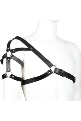 HSQSMWJ Homme Harnais de Poitrine en Cuir Harnais de Corps Réglable Ceinture de Poitrine Costume Soirée Club Danse Color:Bla