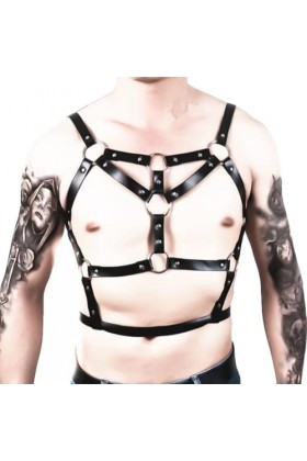 HSQSMWJ Hommes du Corps Coffre Harnais Réglable PU avec Anneau à Boucle Gay Bar Pub Jeu de Rôle Plaisir Color:Black,Size:One